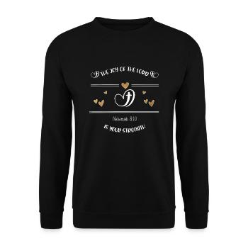 Christian Design The joy of the Lord - Unisex Sweatshirt - black - Front - Alina (178cm) & Michal (187cm)