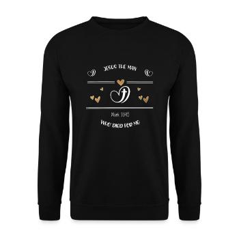 Christliches Design Jesus der Mann, der starb - Unisex Pullover - Schwarz - Vorne - Alina (178cm) & Michal (187cm)