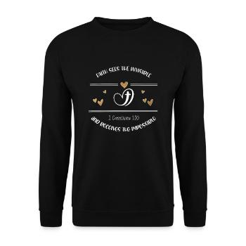Christian Design Faith receives the impossible - Unisex Sweatshirt - black - Front - Alina (178cm) & Michal (187cm)