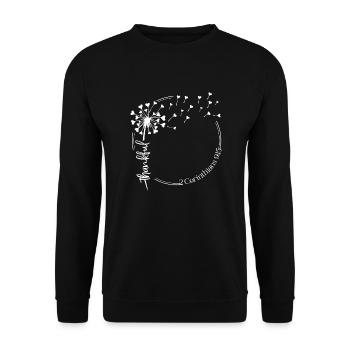 Christian Löwenzahn Design dankbar 2 Korinther - Unisex Pullover - Schwarz - Vorne - Alina (178cm) & Michal (187cm)