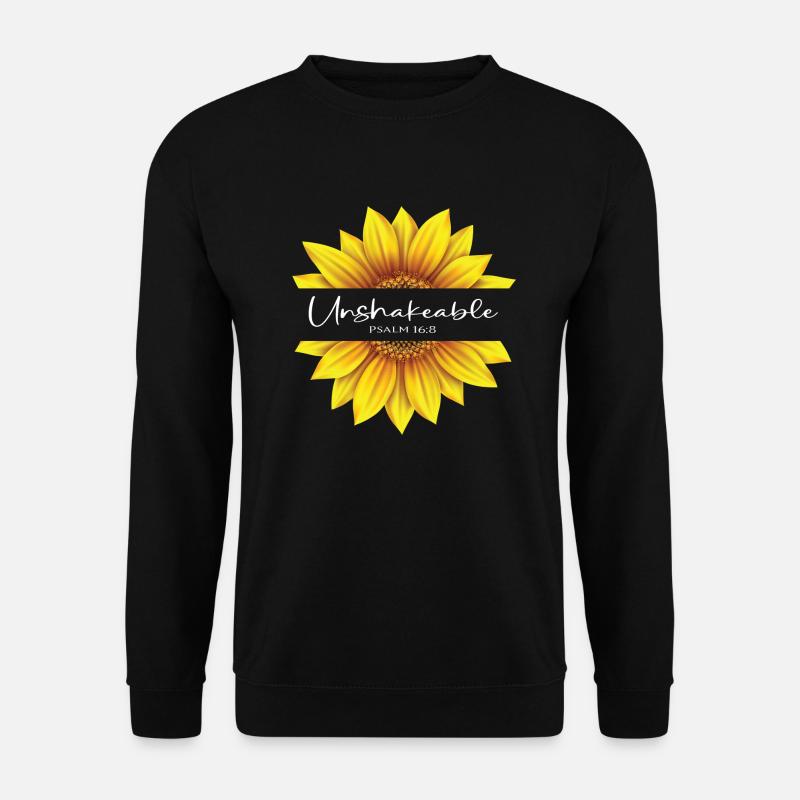 Christliches Sonnenblumendesign Ich bin unerschütterlicher Psalm - Unisex Pullover - Schwarz