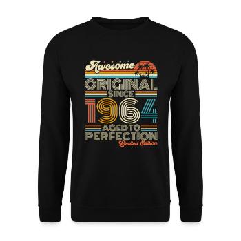 1964 Jahrgang Retro Vintage Geburtstag Geschenk - Unisex Pullover - Schwarz - Vorne - Alina (178cm) & Michal (187cm)