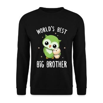 World's Best Big Brother - Großer Bruder Eulen - Unisex Pullover - Schwarz - Vorne - Alina (178cm) & Michal (187cm)