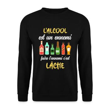 Alcool mon ennemi préféré idée cadeau drôle apéro - Sweat-shirt Unisexe - noir - Devant - Alina (178cm) & Michal (187cm)