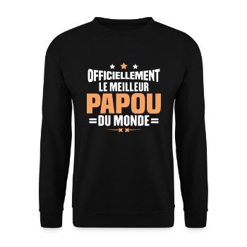 Officiellement Le Meilleur Papou Du Monde - Sweat-shirt Unisexe - noir - Devant - Alina (178cm) & Michal (187cm)