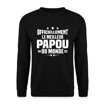 Officiellement Le Meilleur Papou Du Monde - Sweat-shirt Unisexe - noir - Devant - Alina (178cm) & Michal (187cm)