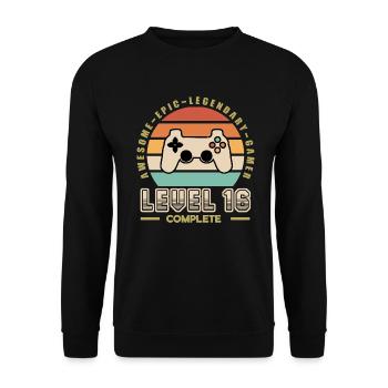 Level 16 ans - Sweat-shirt Unisexe - noir - Devant - Alina (178cm) & Michal (187cm)