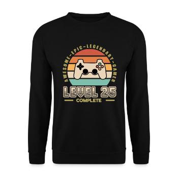 Level 25 Jahre alt - Unisex Pullover - Schwarz - Vorne - Alina (178cm) & Michal (187cm)