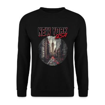 New York City NYC USA Amerika Stadt Skyline Retro - Unisex Pullover - Schwarz - Vorne - Alina (178cm) & Michal (187cm)