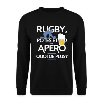 rugby et apéro - Sweat-shirt Unisexe - noir - Devant - Alina (178cm) & Michal (187cm)