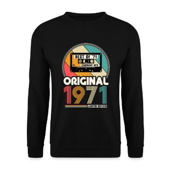Née en 1971 né original 1971 anniversaire - Sweat-shirt Unisexe - noir - Devant - Alina (178cm) & Michal (187cm)
