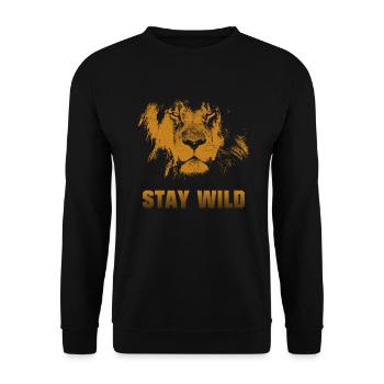 Bleib wild. Löwengesicht - Unisex Pullover - Schwarz - Vorne - Alina (178cm) & Michal (187cm)