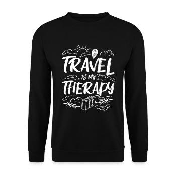 Travel Is My Therapy, Travel Holidays Camping Holidays - Unisex Sweatshirt - black - Front - Alina (178cm) & Michal (187cm)