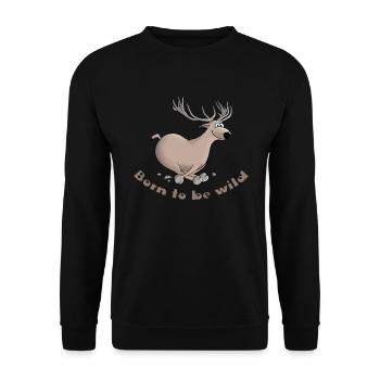 Deer funny - Unisex Sweatshirt - black - Front - Alina (178cm) & Michal (187cm)