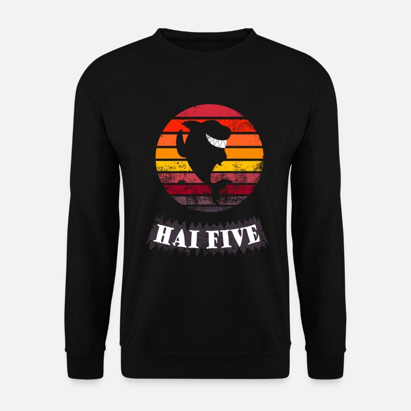 Haifisch High 5: HAI FIVE (Vintage Sunset) - Unisex Pullover - Schwarz