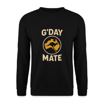 G'day mate – Australian greeting - Unisex Sweatshirt - black - Front - Alina (178cm) & Michal (187cm)