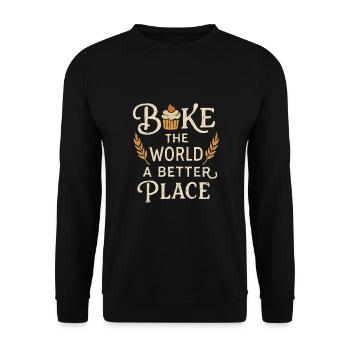 Bake yourself happy! - Unisex Sweatshirt - black - Front - Alina (178cm) & Michal (187cm)