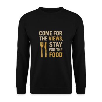 Come for the view, stay for the food - Unisex Sweatshirt - black - Front - Alina (178cm) & Michal (187cm)