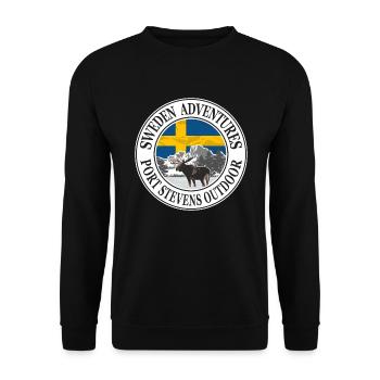 Sweden Adventures - Swedish flag & moose - Unisex Sweatshirt - black - Front - Alina (178cm) & Michal (187cm)