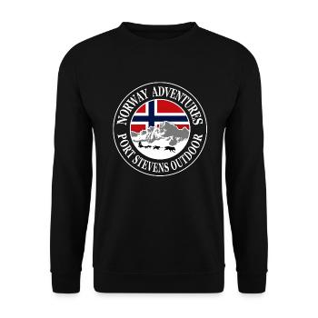 Norway Adventures - Norway Flag & Huskys - Unisex Pullover - Schwarz - Vorne - Alina (178cm) & Michal (187cm)