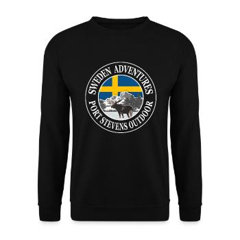 Sweden Adventures - Swedish flag & moose - Unisex Pullover - Schwarz - Vorne - Alina (178cm) & Michal (187cm)