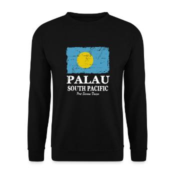 Flag of Palau - Palau flag - shabby look - Unisex Sweatshirt - black - Front - Alina (178cm) & Michal (187cm)