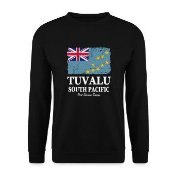 Flag of Tuvalu - Tuvalu Flagge - shabby look - Unisex Pullover - Schwarz - Vorne - Alina (178cm) & Michal (187cm)