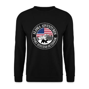 Alaska - Bär - USA Flagge - Unisex Pullover - Schwarz - Vorne - Alina (178cm) & Michal (187cm)