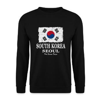 Flag of South Korea - Südkorea Flagge - Unisex Sweatshirt - black - Front - Alina (178cm) & Michal (187cm)