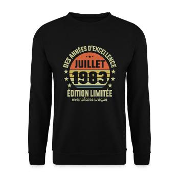Anniversaire Millésime Fabriqué en juillet 1983 - Sweat-shirt Unisexe - noir - Devant - Alina (178cm) & Michal (187cm)