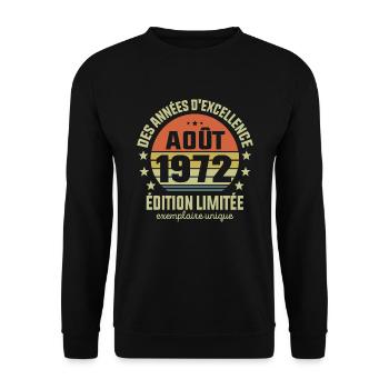 Anniversaire Millésime Fabriqué en Août 1972 - Sweat-shirt Unisexe - noir - Devant - Alina (178cm) & Michal (187cm)