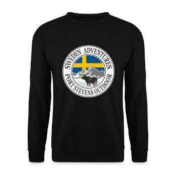 Sweden Adventures - Swedish flag & moose - Unisex Pullover - Schwarz - Vorne - Alina (178cm) & Michal (187cm)
