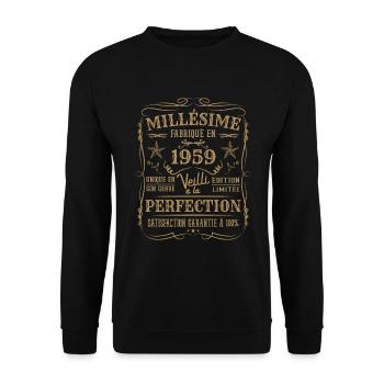Millésime Fabriqué En 1959 Vieilli à La Perfection - Sweat-shirt Unisexe - noir - Devant - Alina (178cm) & Michal (187cm)