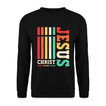 Jésus-Christ Chemise Verset de la Bible Je suis le chemin - Sweat-shirt Unisexe - noir - Devant - Alina (178cm) & Michal (187cm)