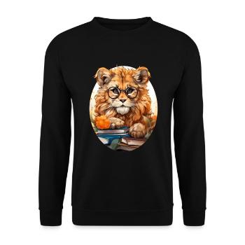 Lion - Unisex Sweatshirt - black - Front - Alina (178cm) & Michal (187cm)