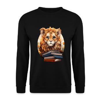 Lion - Unisex Sweatshirt - black - Front - Alina (178cm) & Michal (187cm)