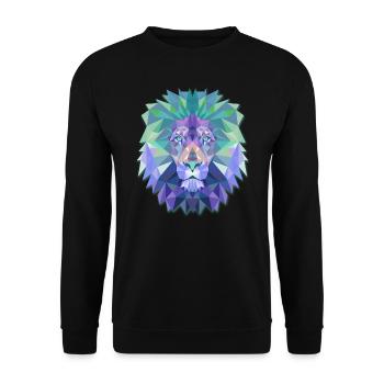 Löwenkopf polygonale abstrakte Farben Leo King Geschenk - Unisex Pullover - Schwarz - Vorne - Alina (178cm) & Michal (187cm)