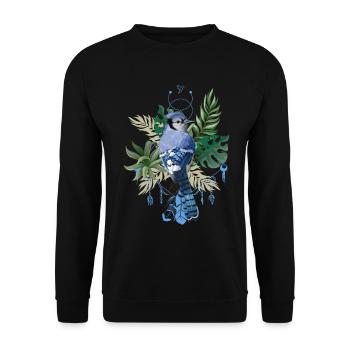 Oiseau tropical d’été cadeau énergie fleur art - Sweat-shirt Unisexe - noir - Devant - Alina (178cm) & Michal (187cm)