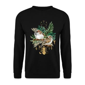 Tropical Flower Bird Summer Gift Meditation - Unisex Sweatshirt - black - Front - Alina (178cm) & Michal (187cm)