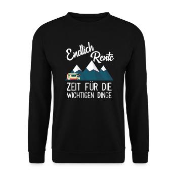 Rente Rentner Senioren Ruhestand Camping Wohnmobil - Unisex Pullover - Schwarz - Vorne - Alina (178cm) & Michal (187cm)