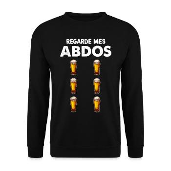Bière, pression abdos, humour apéro - Sweat-shirt Unisexe - noir - Devant - Alina (178cm) & Michal (187cm)