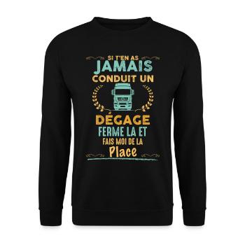 Camion chauffeur routier camions place - Sweat-shirt Unisexe - noir - Devant - Alina (178cm) & Michal (187cm)