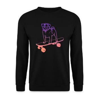 Skateboarding Mops Skateboard Tricks Skater - Unisex Pullover - Schwarz - Vorne - Alina (178cm) & Michal (187cm)