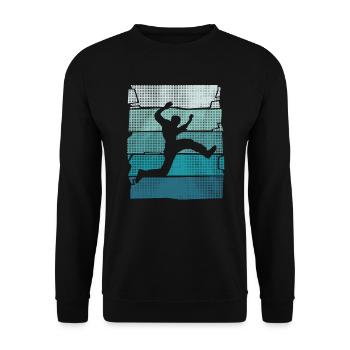 Parkour Freerunner Parkourläufer Freerunning - Unisex Pullover - Schwarz - Vorne - Alina (178cm) & Michal (187cm)