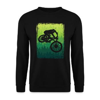 Mountainbike Fahrrad Biker Mountain Biking - Unisex Pullover - Schwarz - Vorne - Alina (178cm) & Michal (187cm)