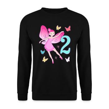 Fée 2ème anniversaire fille 2 ans Petites fées - Sweat-shirt Unisexe - noir - Devant - Alina (178cm) & Michal (187cm)