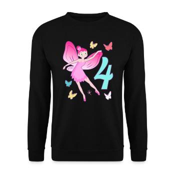 Fairy 4th birthday girl 4 years old Little fairies - Unisex Sweatshirt - black - Front - Alina (178cm) & Michal (187cm)