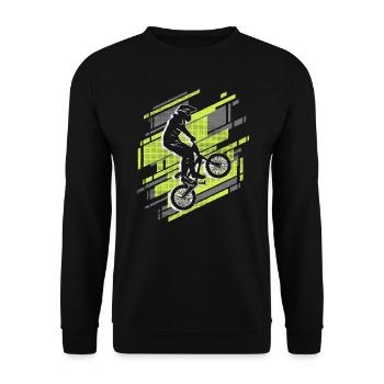 BMX Fahrrad Fahrer Jungen Stunt Bike BMX - Unisex Pullover - Schwarz - Vorne - Alina (178cm) & Michal (187cm)