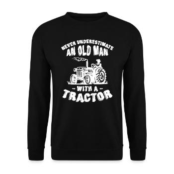 Never Underestimate An Old Man With A Tracto - Unisex Sweatshirt - black - Front - Alina (178cm) & Michal (187cm)