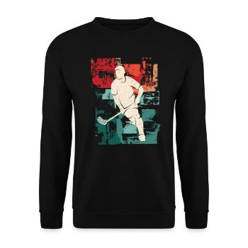Floorball Player Vintage Floorballer Floorball - Unisex Sweatshirt - black - Front - Alina (178cm) & Michal (187cm)